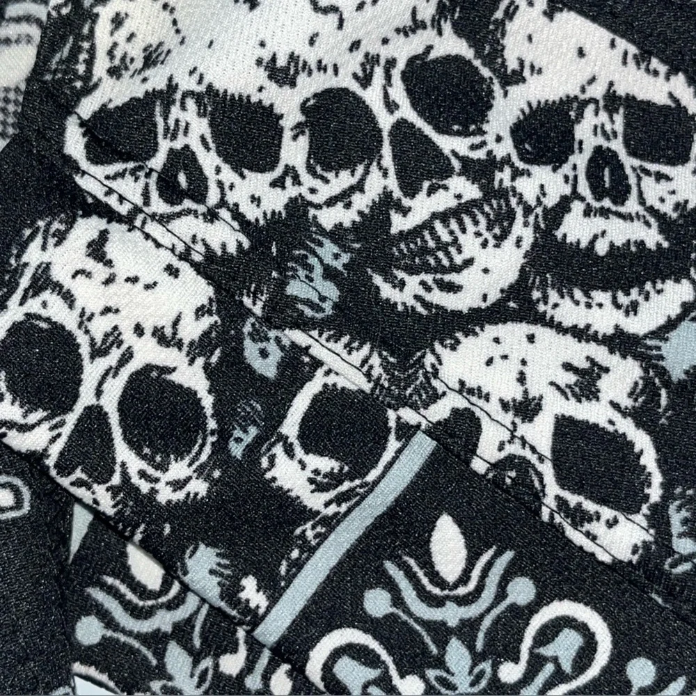 NEW Black white SKULL BIKER DOO Rag Cap Flydanna Durag Headwrap Bandanna Warrior - Picture 2 of 10